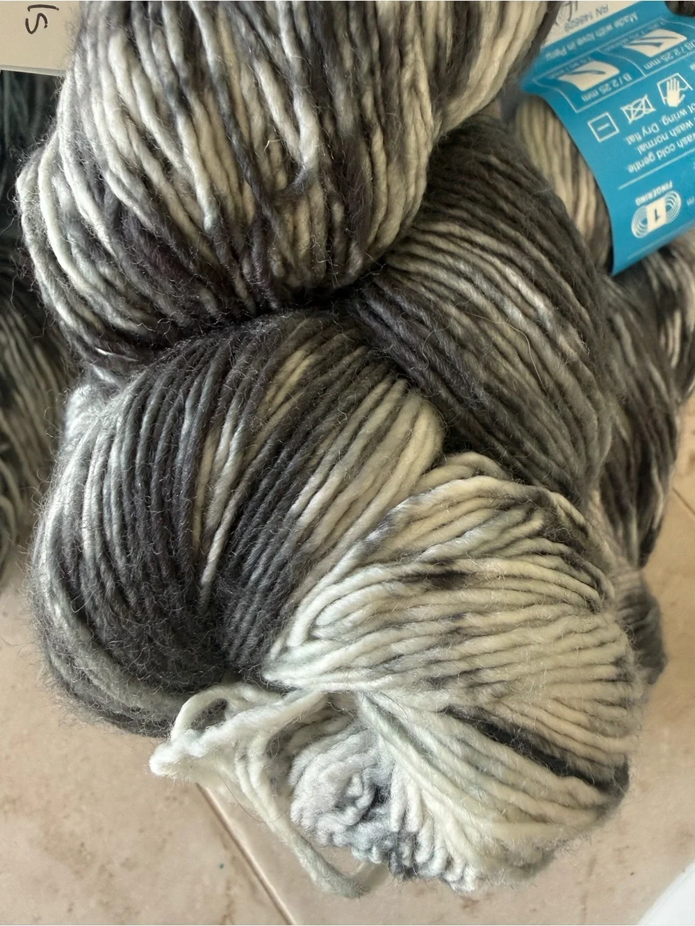 Lorna's Laces Superwash Merino Fingering Yarn - Black, Gray & Cream - 4 skeins